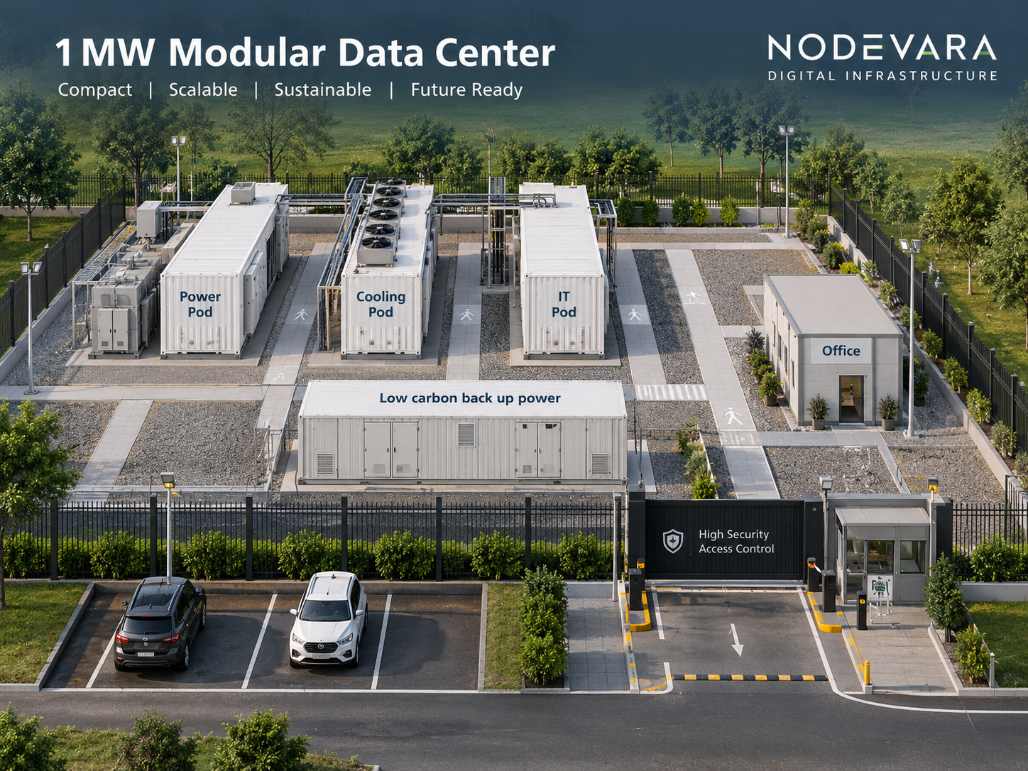 NODEVARA 1 MW modular data center concept layout